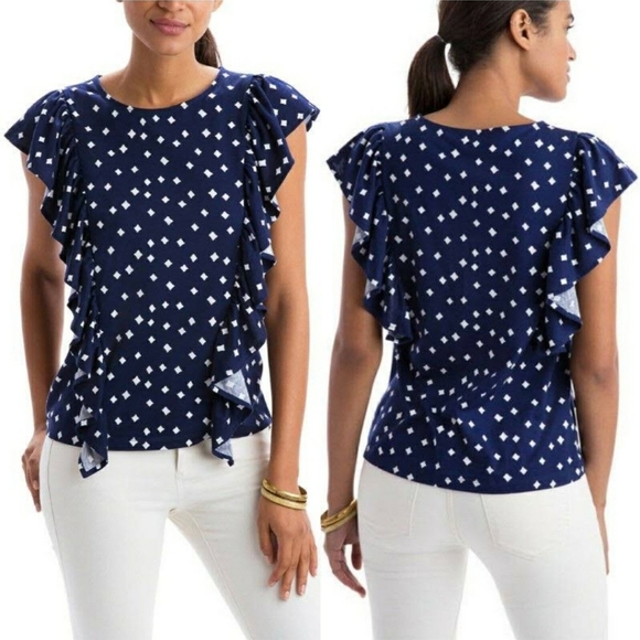 Vineyard Vines Tops - NWT Vineyard Vines Women's Navy/White Diamond Top